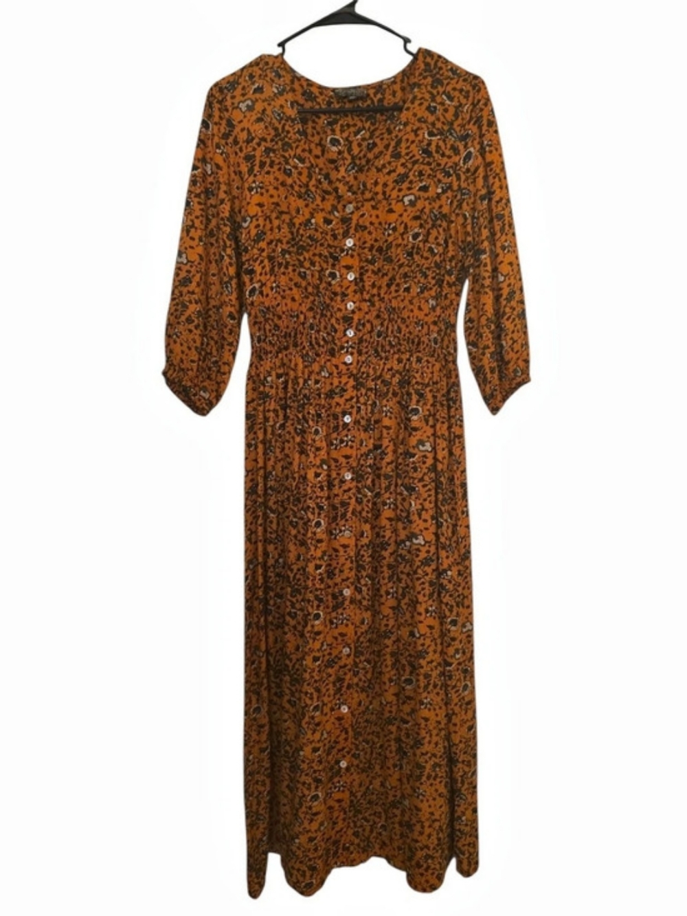 J. Gee Midi Dress Floral Orange & Black